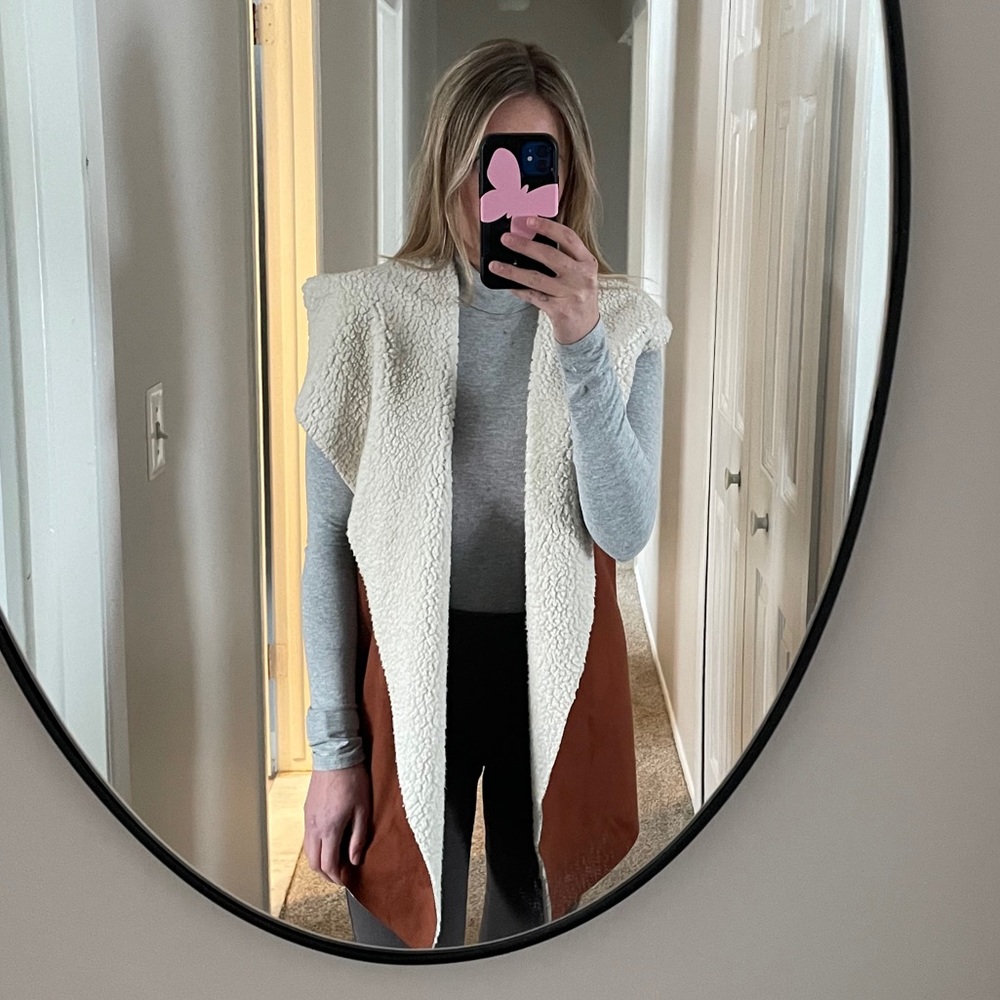 Suede/ faux fur vest